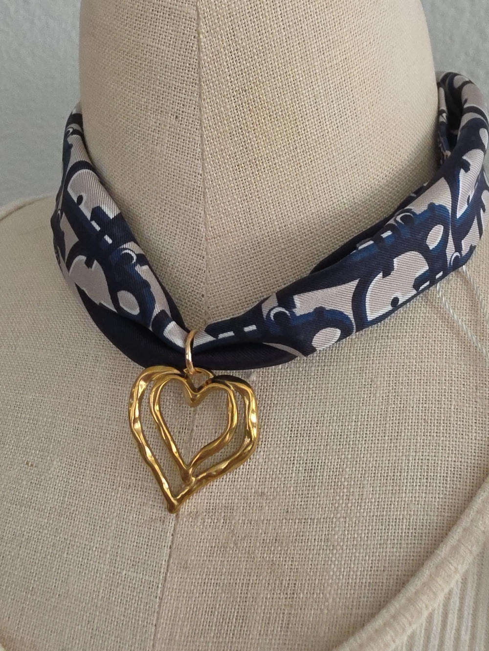 Dior Twilly/Scarf- Navy & Tan